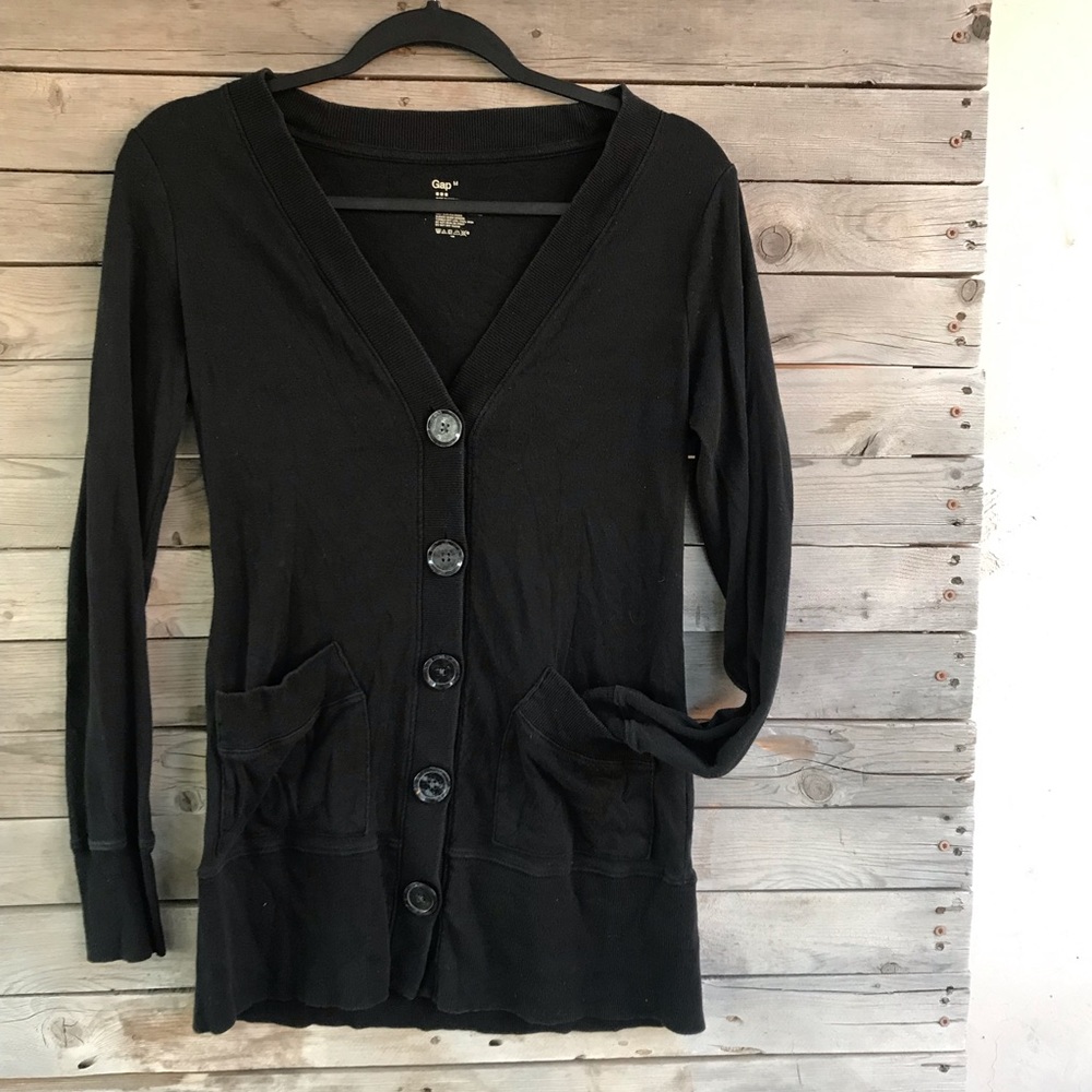 Gap black extra long cardigan size medium